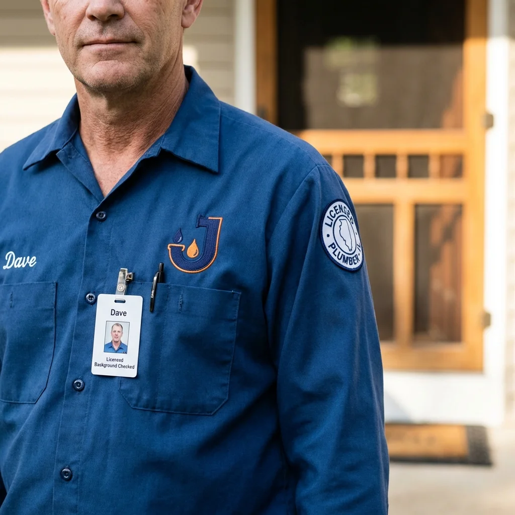 Licensed plumber showing ID badge in Statesville, NC