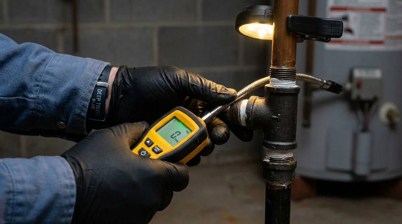 Gas leak detection with electronic sniffer by Johns Plumbing LLC in Statesville