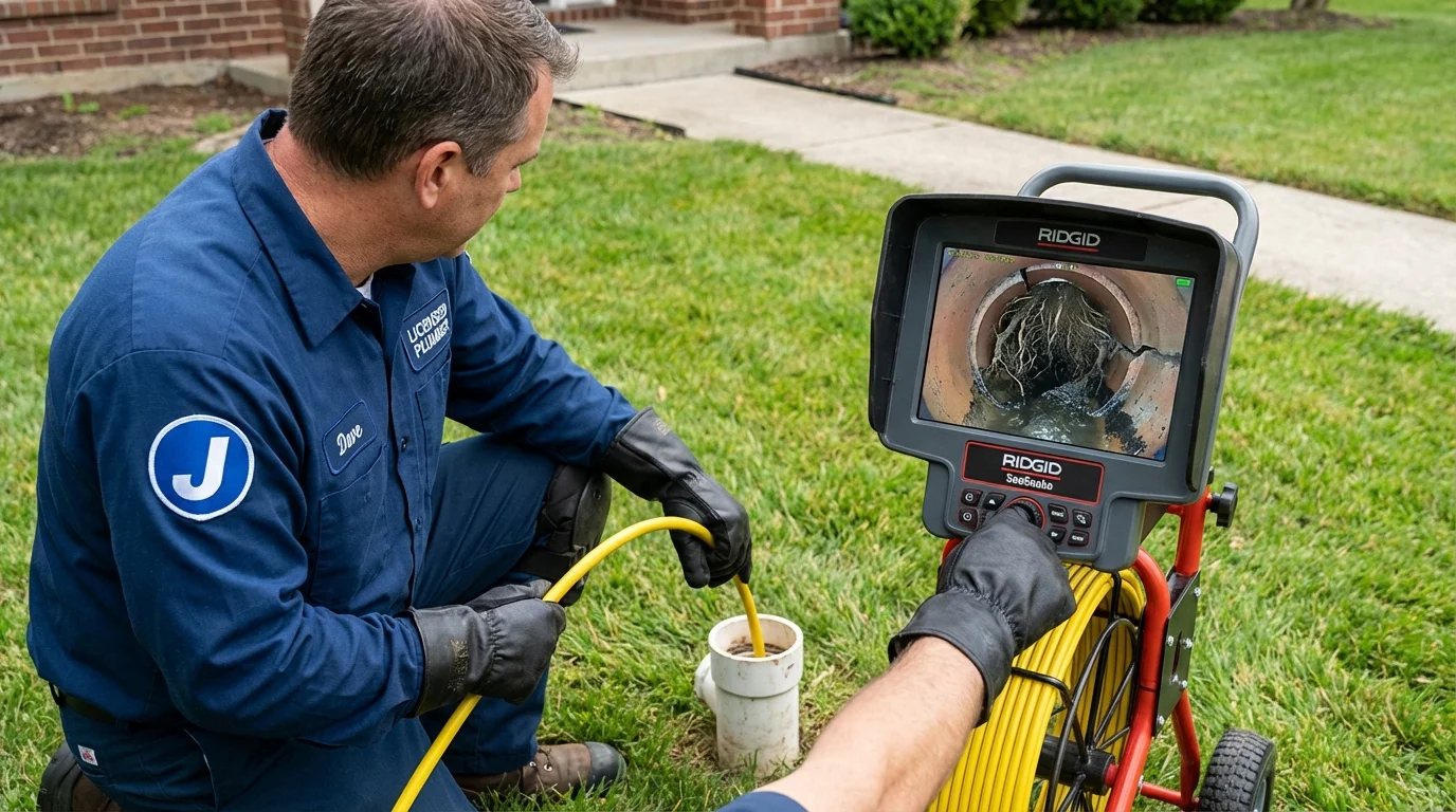 Sewer camera inspection being performed by Johns Plumbing LLC in Statesville